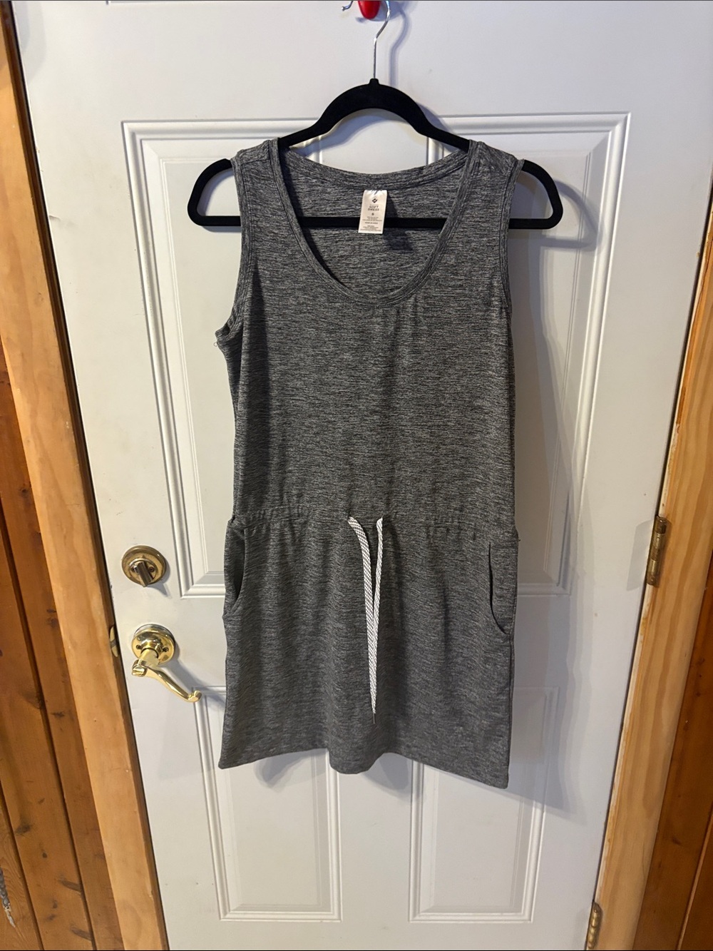 Soft Dress Heather Gray Sleeveless Drawstring Pocket Tunic Size Small